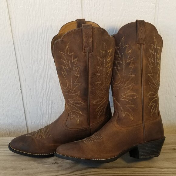 Ariat Heritage Womens Tan Leather Cowboy Western Boots 9 B 10001021 - Picture 2 of 13